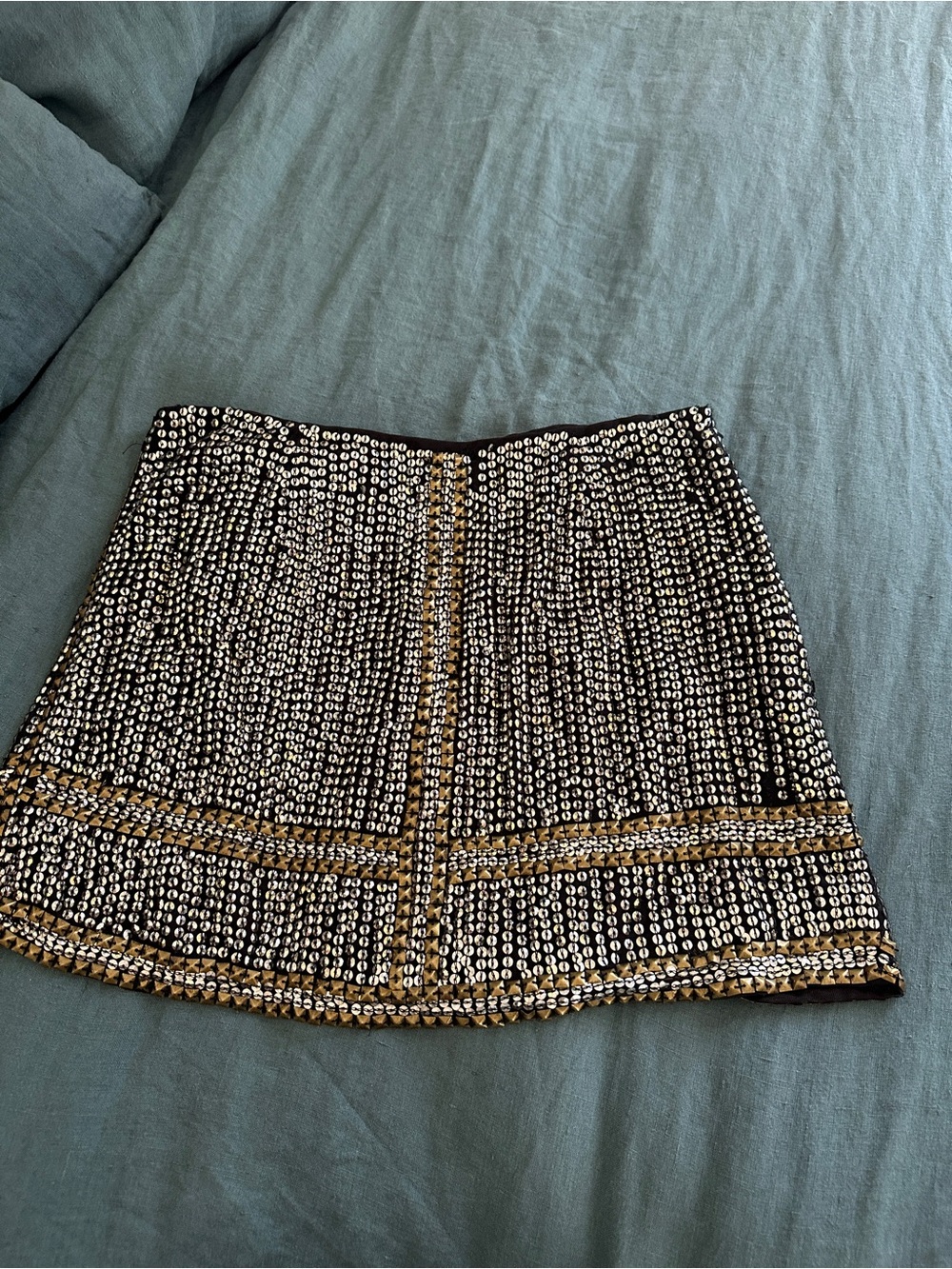Urban Outfitters Black Mini Skirt with Gold Trim